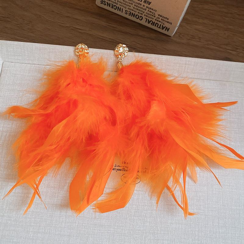 Bohemian Ethnic Style Feathers Fringed Earrings Ear Hooks Personalized Vacation Wind Ears