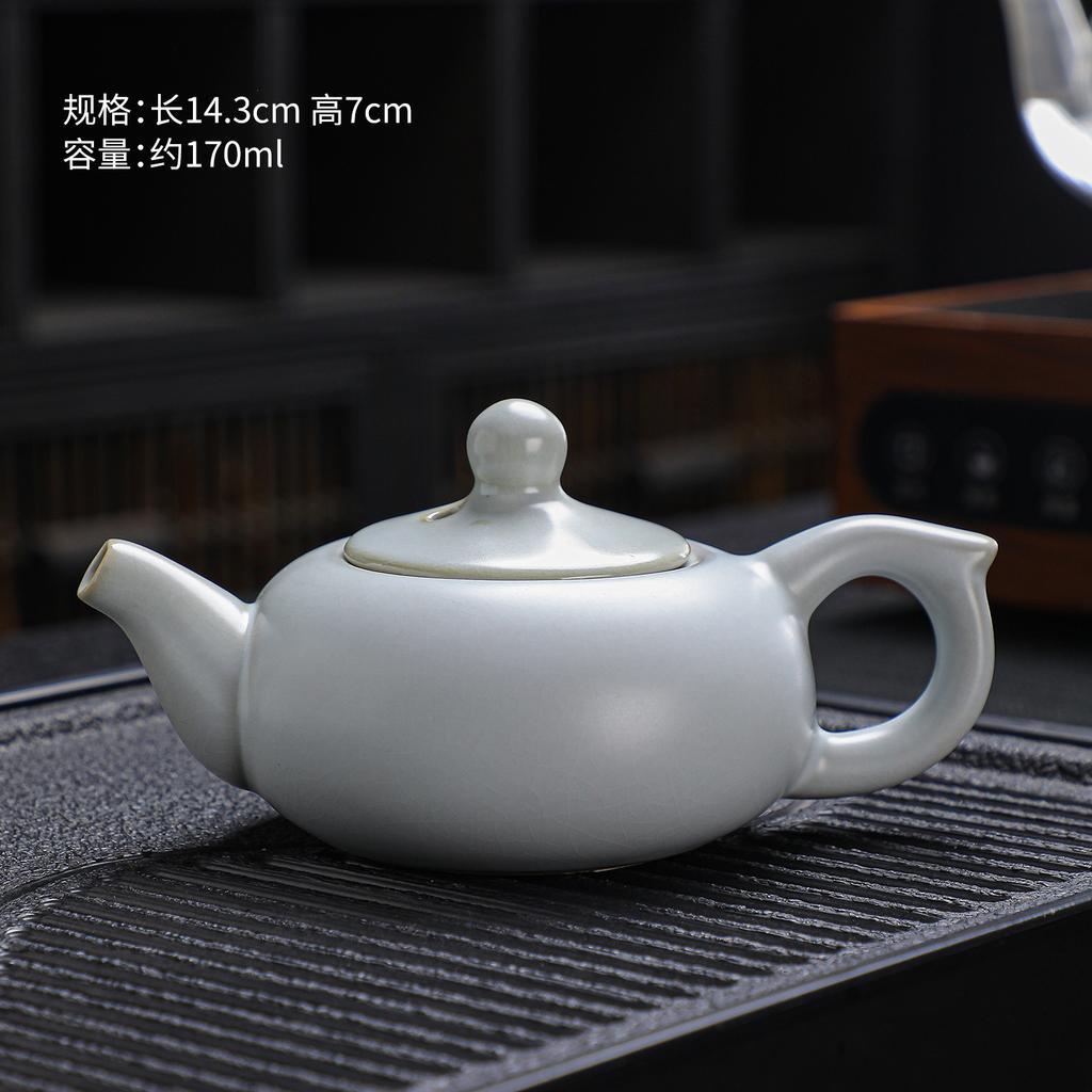 Ru kiln open keramische theepot Kung Fu theeset enkele pot ijsbarstglazuur bubbeltheepot schaduw cyaan paarsglazuur theepot