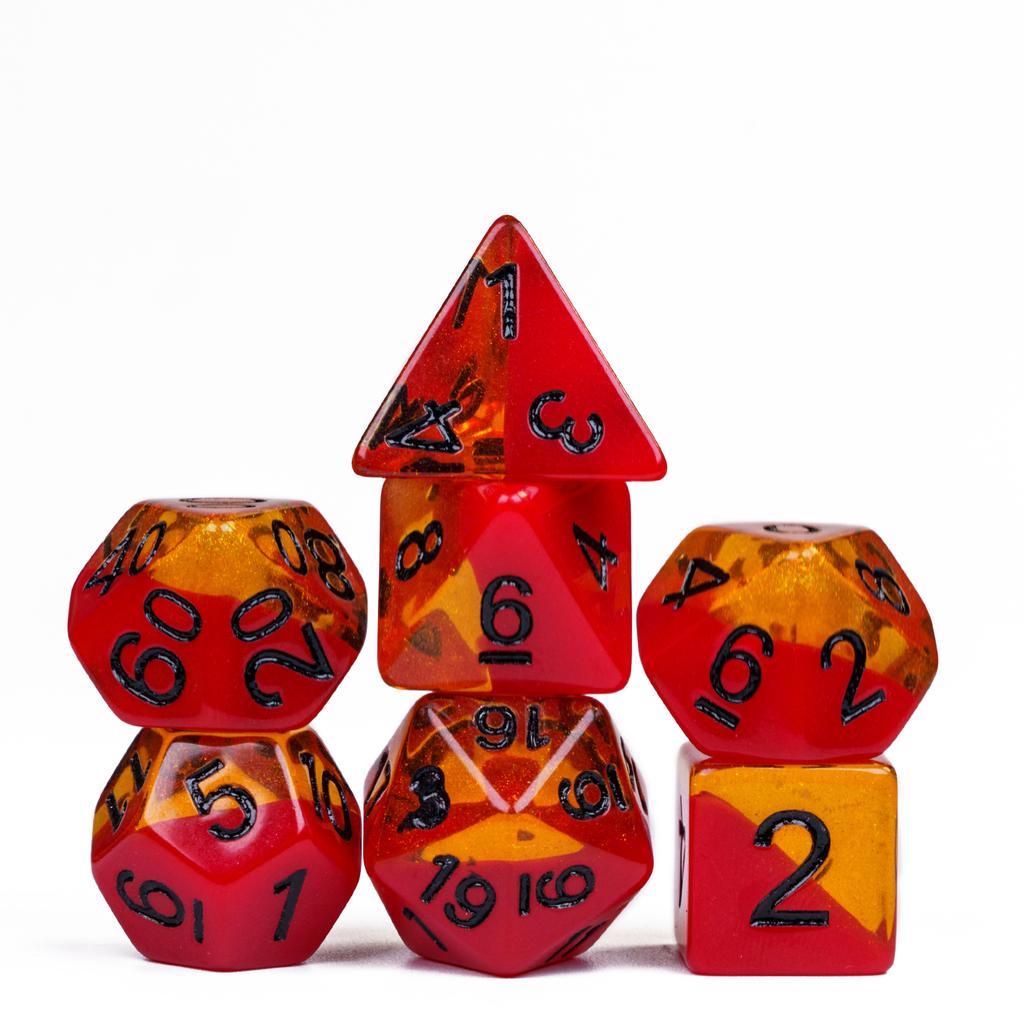Cusdie Multi-color DND Dice Resin Glitter D4-D20 Polyhedral Dice Set for Dungeons and Dragons Tabletop Role Playing Board Game