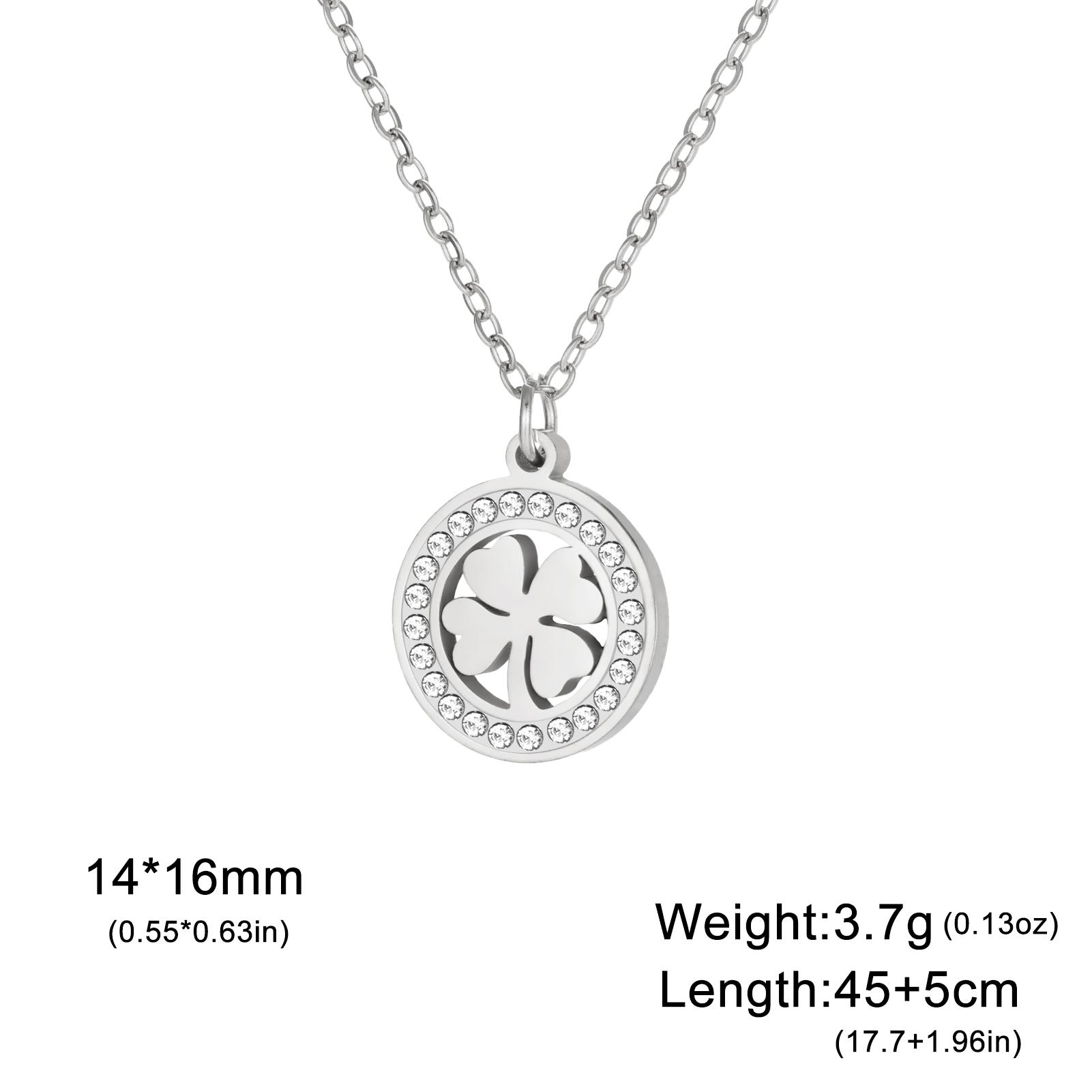 

Skyrim Four Leaf Clover Zircon Round Pendant Necklace Stainless Steel Gold Color Choker for Women Jewelry Mother s Day Gift