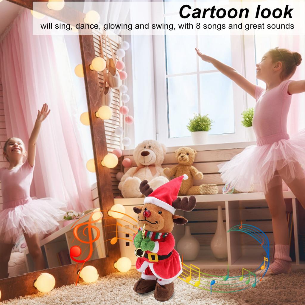 Battery Powered Animated Christmas Plush Doll Dancing Christmas Doll  Christmas Table Decor