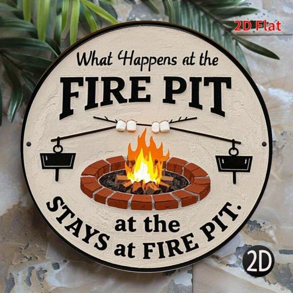 Vintage Fire Pit Metal Sign Durable Indoor Outdoor Weather Resistant Gift