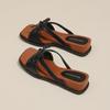 Summer New Fashion Korean Bow Wedge Slippers Female Retro Open-toed Fairy Wind Wearing Thick-soled Cool Slippers
