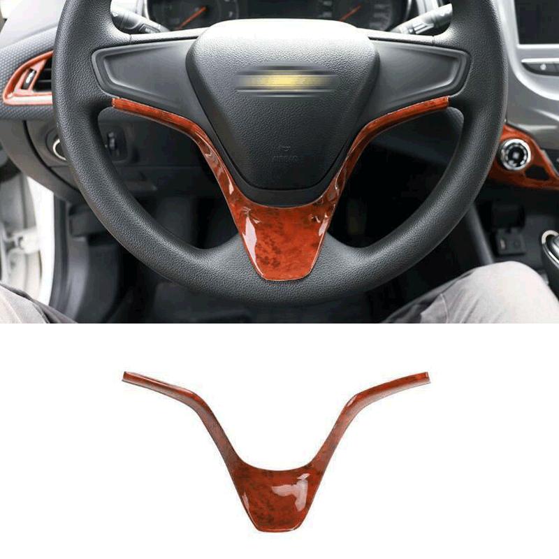 For Chevrolet Cruze 2016-2019 Wood Grain Steering Wheel Strip Cover Panel Trim
