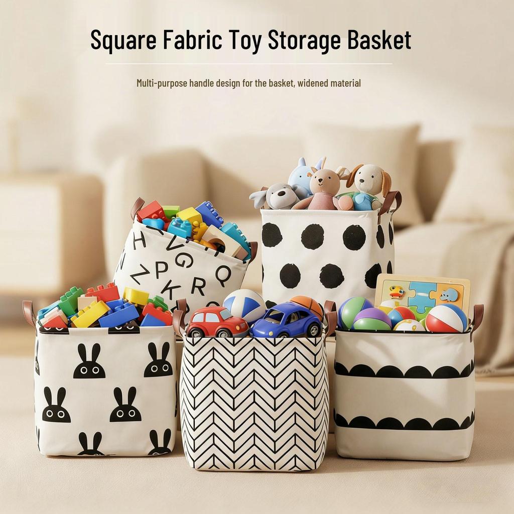 Large Waterproof Cotton Linen Storage Basket for Laundry and Toys