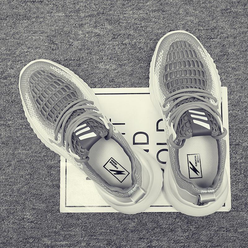

Mesh sneakers men s 2025 spring new soft-soled lightweight running shoes Korean version thick-soled inner height-increasing dad shoes men 44 грязно-белый