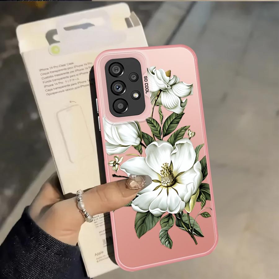 Phone Cover Case for Samsung Galaxy A35 A31 A24 A25 A26 A21s A23 A34 A17 A20s A13 A14 A12 A15 A16 Flowers Silicone