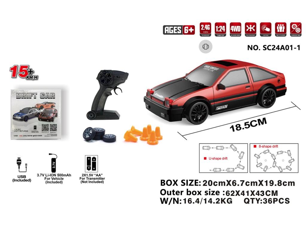 Four-Wheel Drive High-Speed Drift RC Car, Drop-Resistant, 2.4G Remote Controlled, Speed Control Toy.