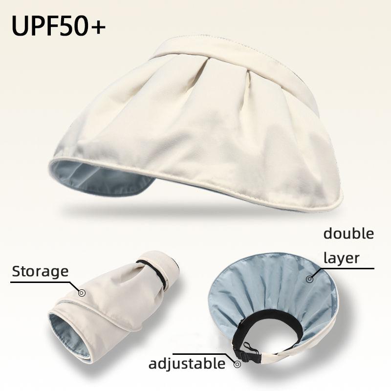 

Large Brim Summer Sun Hats for Women Empty Top Beach UV Protection Caps Foldable Lady Girl Outdoor Sunshade Hats Adjustable бежевый