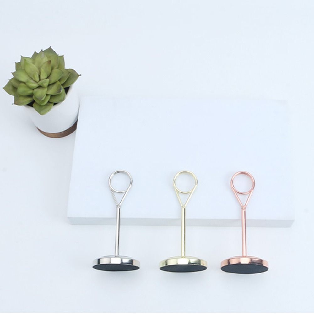 Cute Stainless Steel Round Photo Clip Elegant Note Clamp Stand  Restaurant Table