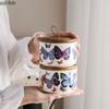 Butterfly Ceramic Tea Jar Sealed Jar with Lid Storage Tank Kitchen Storage Box Tea Caddy Food Organizers Coffee Bean Can Bottle
