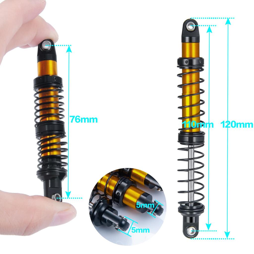 4-Piece Scale Aluminum Shocks IR Racing IR Shocks for SCX10 RC Crawler (100mm) 90046