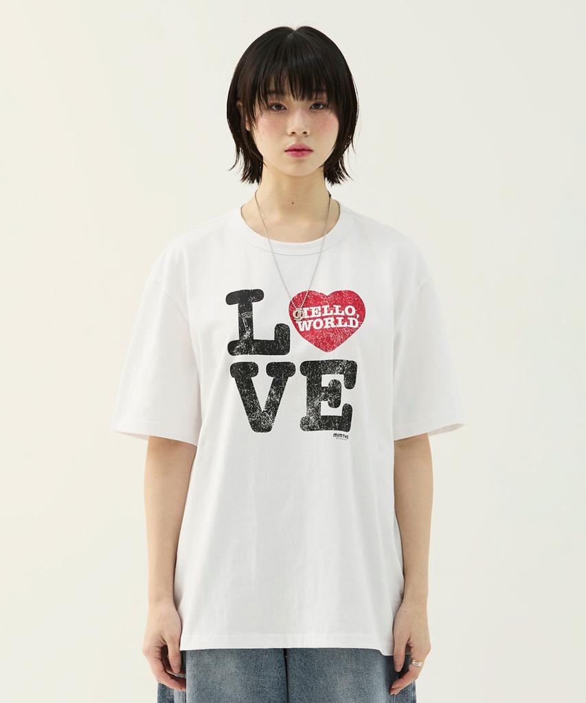 Mimdeowodeulobeu Hello World Love T-Shirt_Charcoal