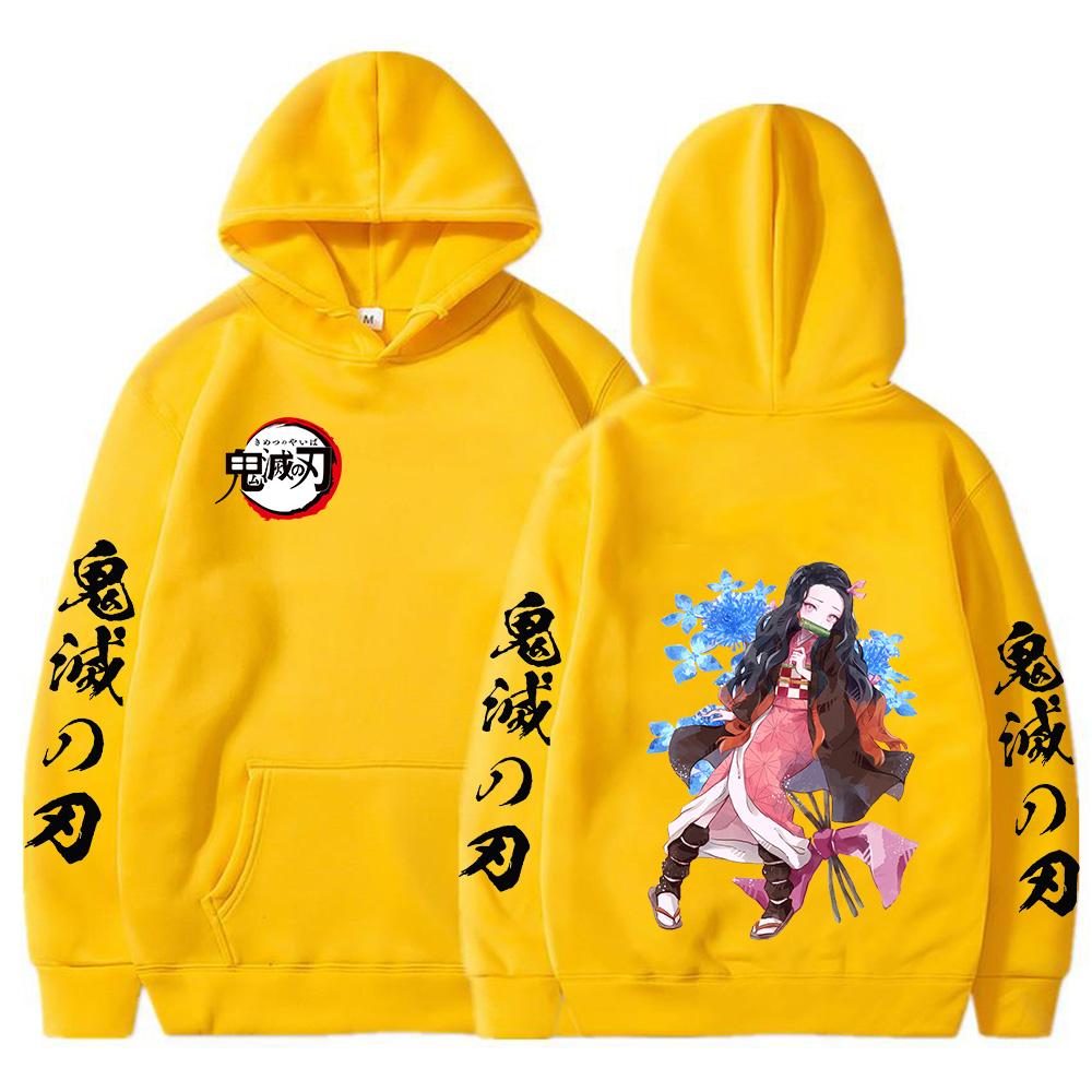 

Demon Slayer Kamado Nezuko Cosply Hoodie Women Casual Streetwear Sweatshrit Kimetsu No Yaiba Boys Girls Hoody Pullover Hoodies 4XL жёлтый