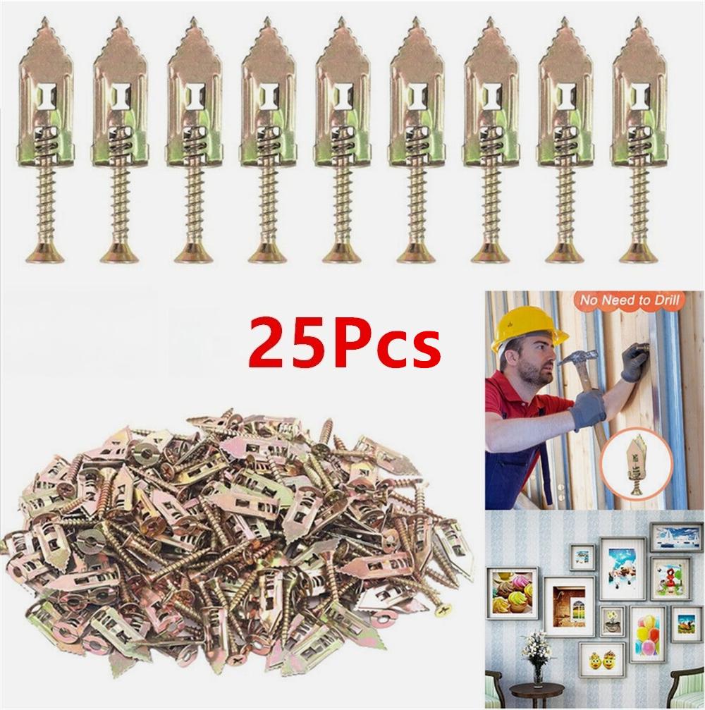 25Pcs Self Drilling Anchors Screws Self-Tapping Expansion Screw Drywall Anchor Kits Suitable for Gypsum Board Plasterboard