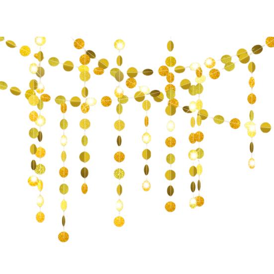 Glitter Paper Garland Hanging Streamer Circle Dots Stars Garlands Sparkling Streamer for Birthday Party Baby Shower Wedding Decor