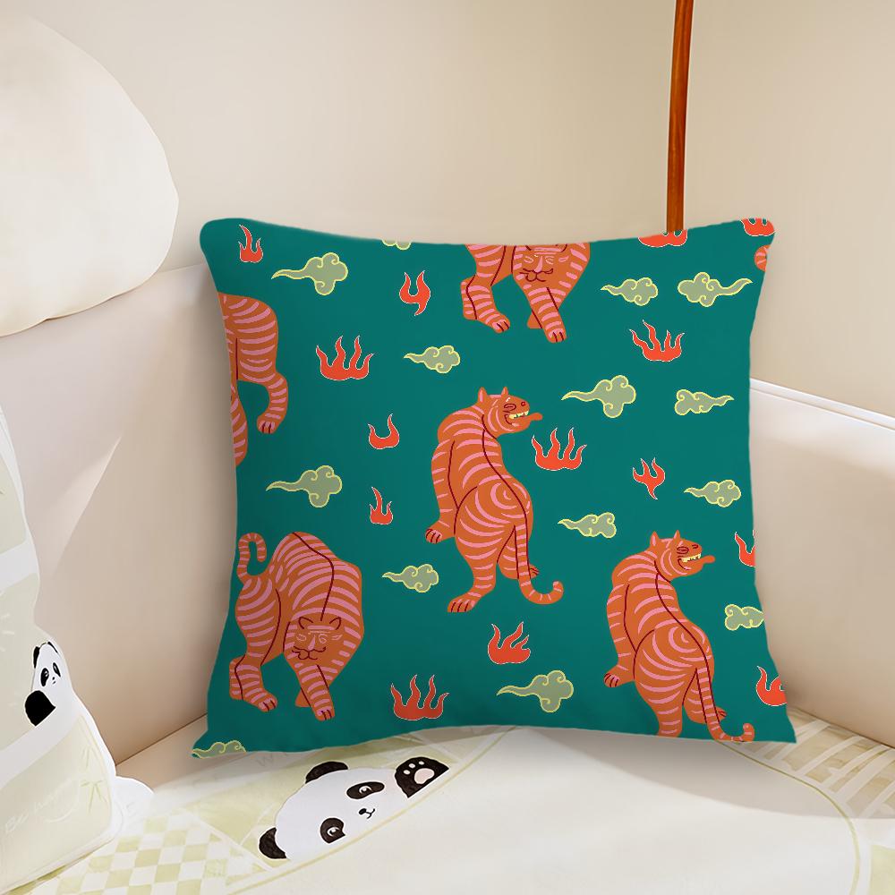 Fashion Animal Style Tiger Cushion Cover Pillow Case Plush Fabric Soft Double Sided Print Sofa Cushion Cover Throw Pillow Covers