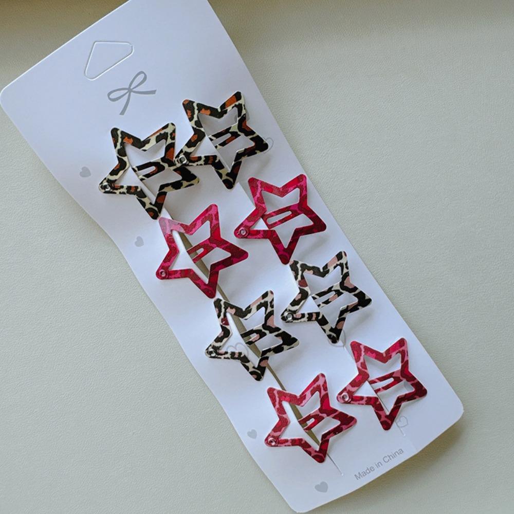 

8 шт./компл. заколки для волос с леопардовым принтом для женщин и девочек, винтажные заколки с геометрическим рисунком звезды, BB, заколки для челки, заколки, набор аксессуаров для волос