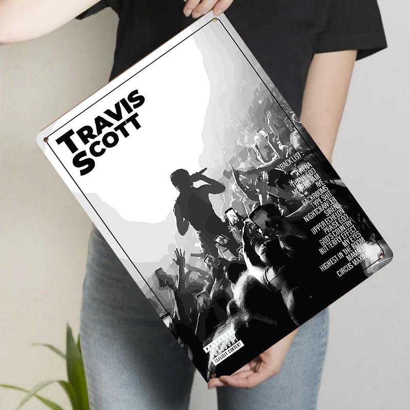 

Travis Scott Concert Silhouette Metal Wall Art Music Decor for Fans Modern Home Decorations 20x30cm（7.8x11.8inch）