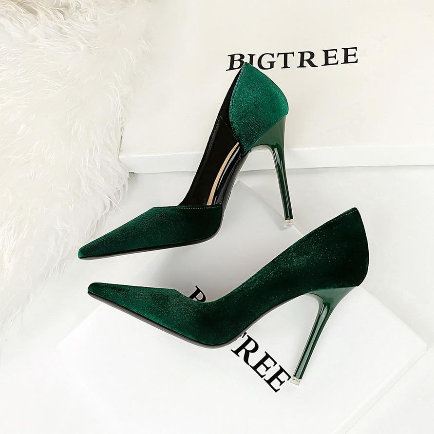 Women's Banquet High Heels Slim Heels Shallow Mouth Square Head Side Hollow Single Shoes