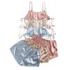 Women's Hot Sexy Ice Silk Solid Colour Pyjamas Sexy Suspenders Shorts Set Homewear Two-piece Set