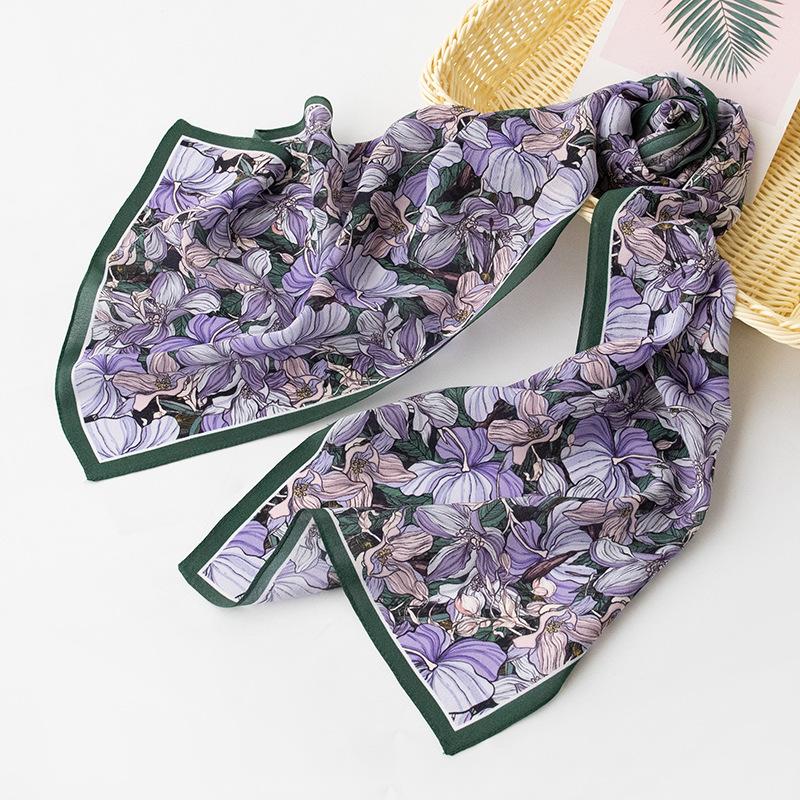 Jedwab morwowy jedwabny szal damski wiosenno-letni wszechstronny z nadrukiem bukietu kwiatowego z efektem ombre długi przędza szal przeciwsłoneczny dwufunkcyjny