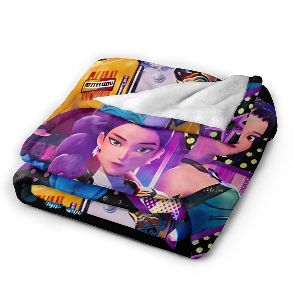 Kpop Demon Hunter Huntrix Girls Blanket  Camping Flannel Throw Blanket For Couch Chair Warm Soft Customized Quality Bedspread