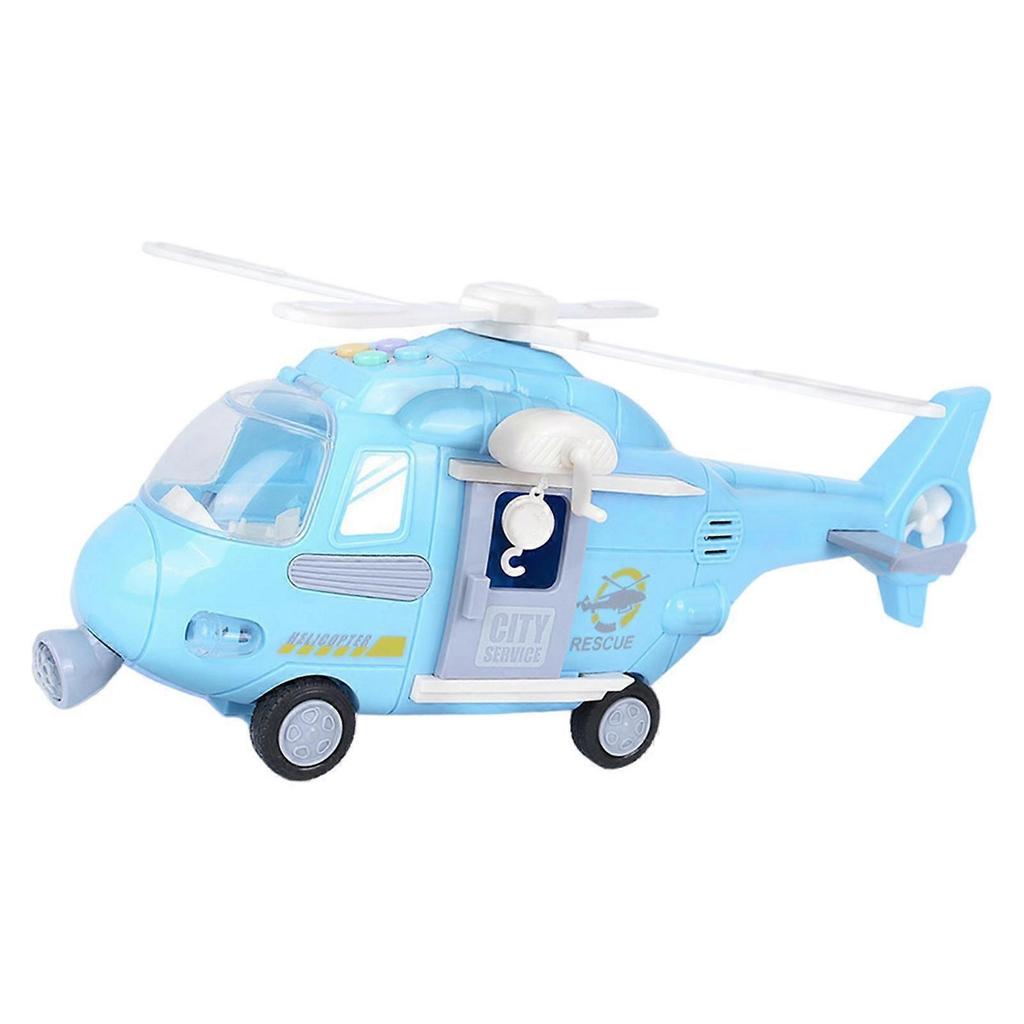 Simulation Helicopter Die Cast Playset Planes Toy for Early Learning Age 3+ Light Blue