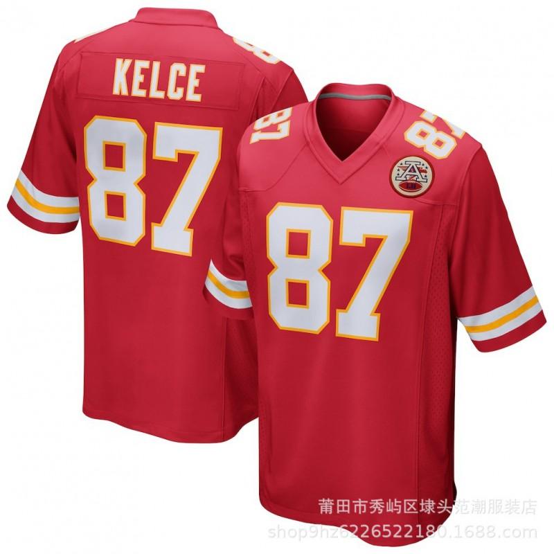 Kansas City Chiefs Football Jersey 15 Mahomes 87 Kelce Embroidered Sports Team Uniform