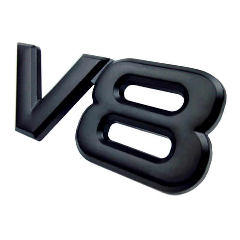 Auto Metaallegering 3D V8 Logo Cilinderinhoud Kofferbak Achter Auto Badge Decal Chrome V8 Side Wing Emblem Sticker Auto styling