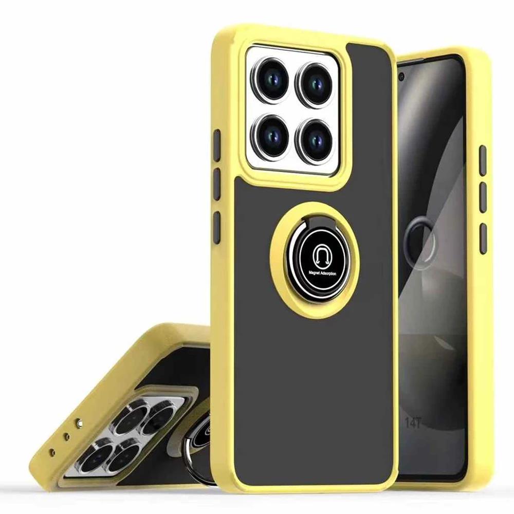 Armor Holder Funda for Xiaomi 14T Pro Case Translucent Frosted Ring Stand Protection Back Cover for Xiaomi 14T Shockproof Capa