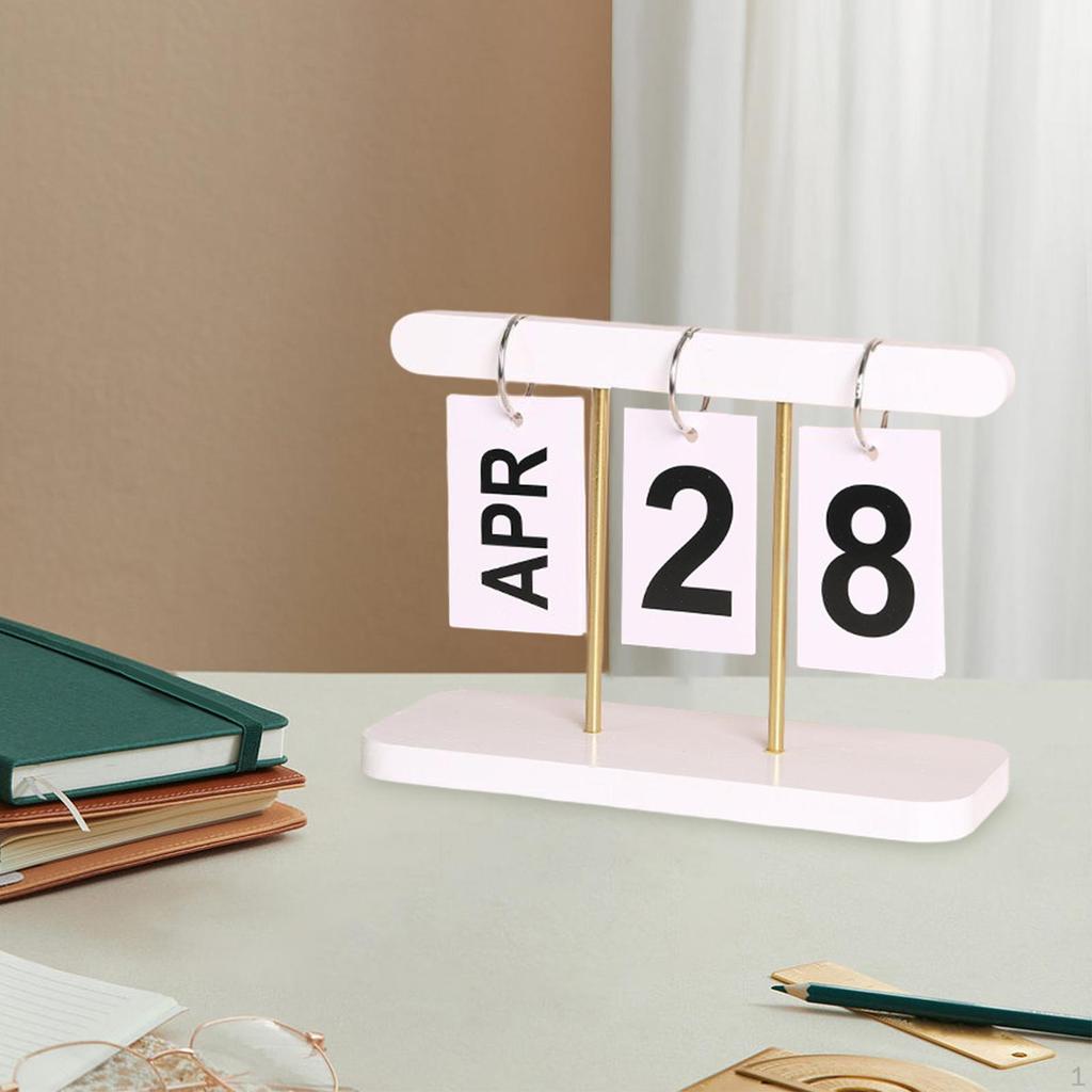 Schreibtischkalender Ständer Holzrahmen Seitenumschlag Umblätterer Ewiger Kalender für Küche Heimdekoration