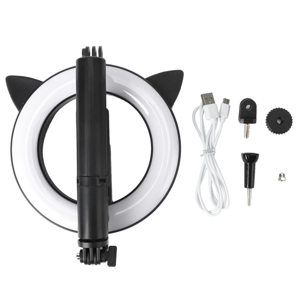 Selfie Stick with Cat EarShaped Fill Light Wireless Bluetooth Teacher Online Class Live