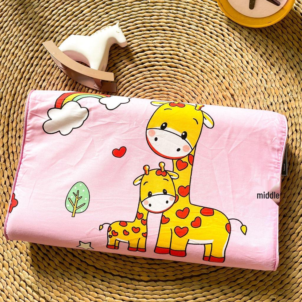 Thailand Natural Latex Children's Pillow - Pure Cotton Cartoon Design, Baby Neck Support, Ideal for Kindergarten Students and Gifts