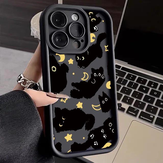 Cute Moon Stars Cat Phone Case For OPPO A5 A6 Pro Reno 14 13 12 11 F31 PRO 10 PLUS A79 A60 13F 12F A5 F29 5G Silicone Korean Cov