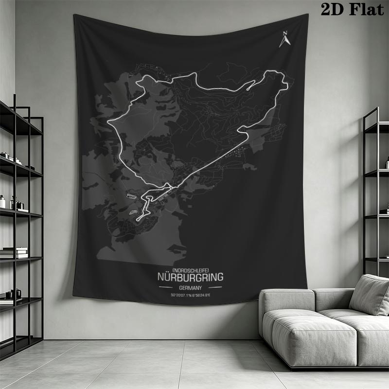 Nurburgring Wall Tapestry Aesthetic Wall Hanging Printed Fabric Blanket Decorative Tapestries for Bedroom Living Room Home Decor