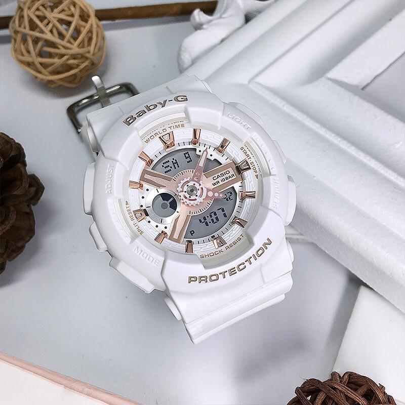 Casio Watch series-GABA 200 Meters Waterproof Quartz Movement Resin Strap Japanese and Korean Watch 55mm Same Style for Men GA-100CF-1A9&BA-110RG-7A