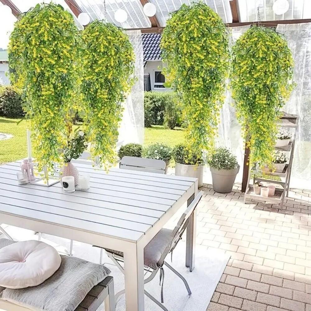 Plastic Artificial Plants Vine Artificial Flowers Handmade Hanging Leaves Vines Lifelike Faux Trailing Plant Home Decor