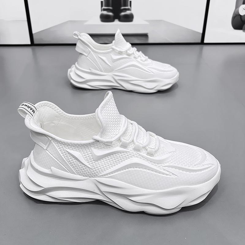 

Мужская спортивная обувь, сетчатая, повседневная, дышащая, для активного отдыха и путешествий, нескользящая, из летящего трикотажа, увеличивающая рост, обувь для ходьбы для мужчин 39 белый