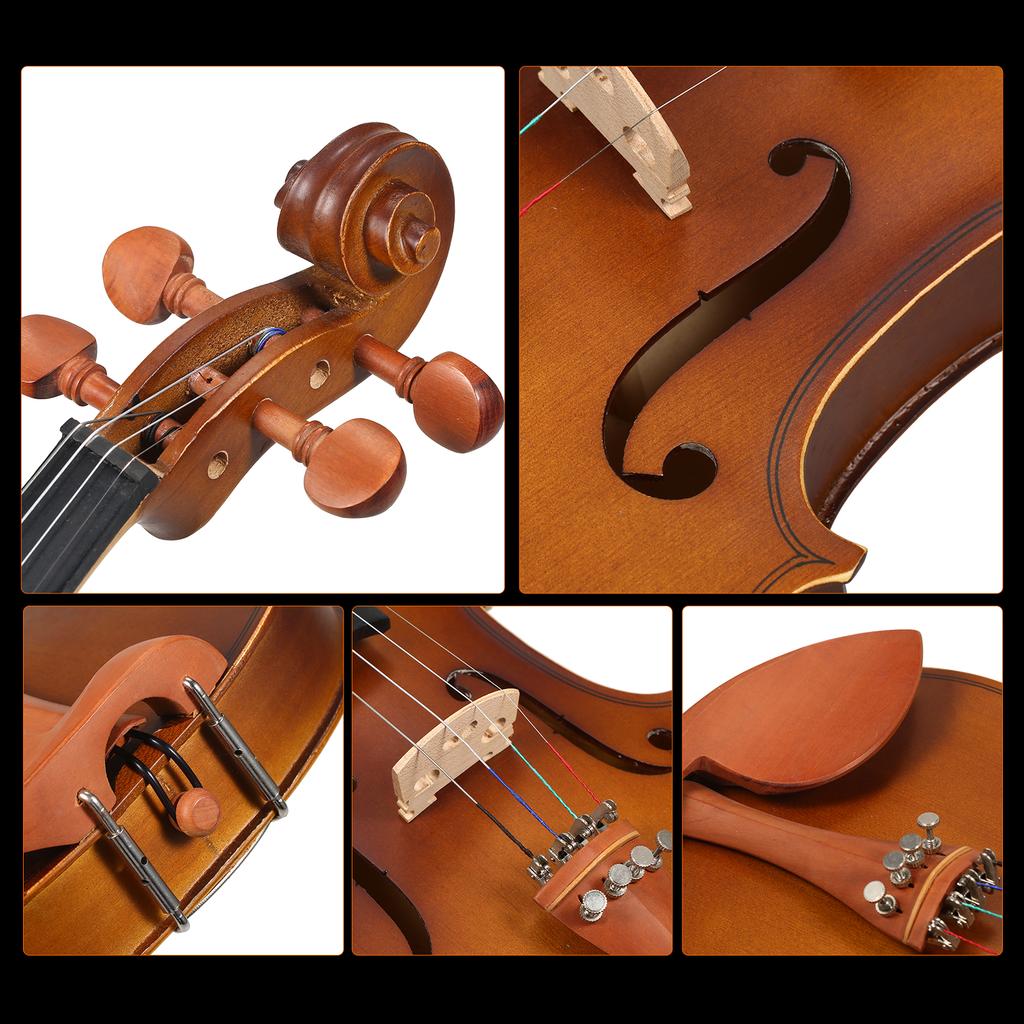 Full Size 4 4 Acoustic Violin Spruce Wood Top Maple Back & Scroll & Fingerboard with Carry Case Bow Rosin for Kids