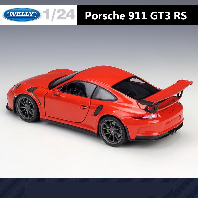WELLY 1:24 Porsche 911 GT3 RS Alloy Sports Car Model Diecast Metal Track Racing Car Vehicles Model High Simulation Kids Toy Gift