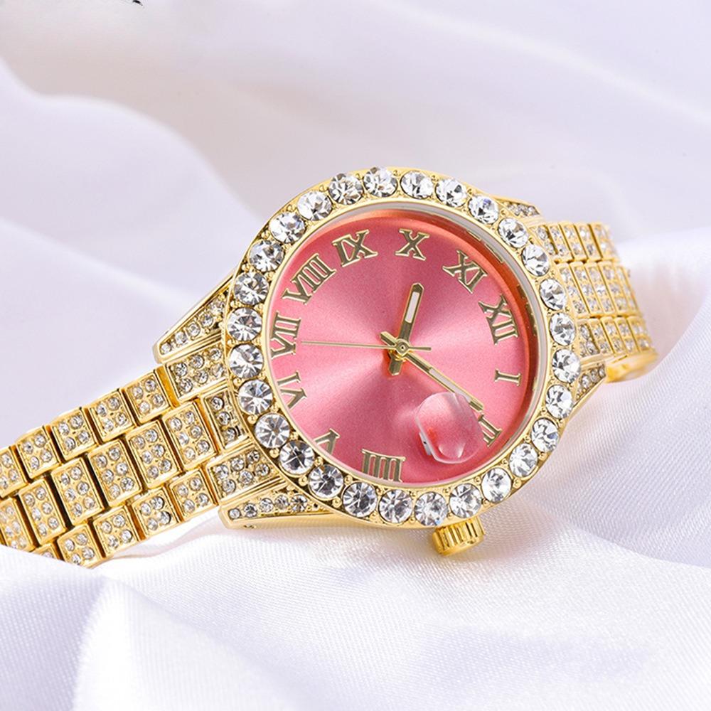 Stylish Roman Full Diamond Calendar Waterproof Luminous Women's Watch