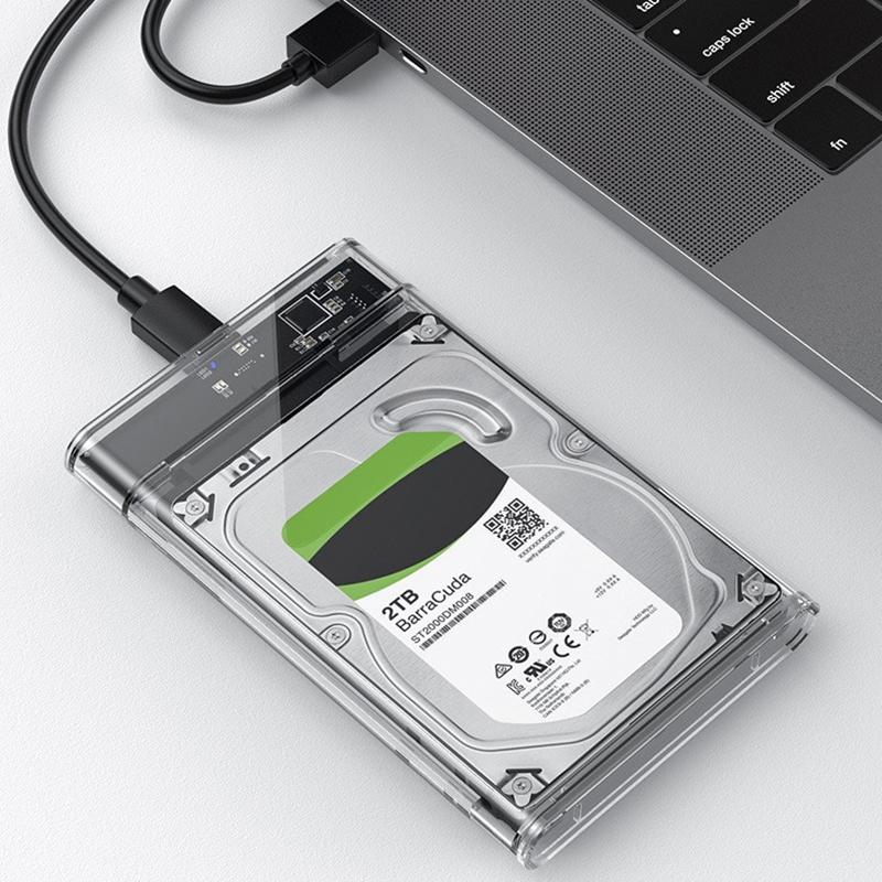 Transparent External Hard Drive Box 2.5or3 Inch HDD SSD Case Micro-b To USB3.1 4TB Drive Housing Compatible UASP SATA III Laptop