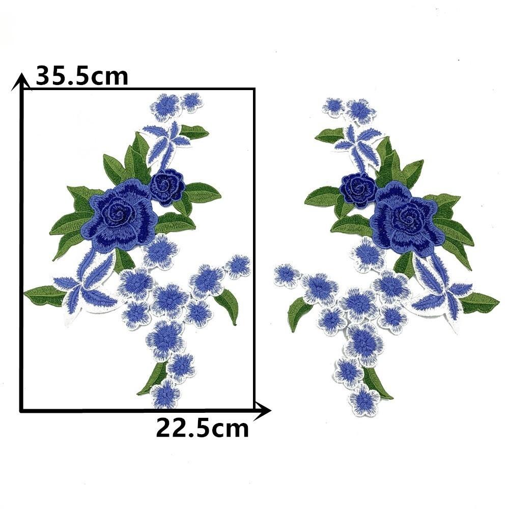 1Pair Polyester Fiber Embroidery Flower Patch DIY Handmade Clothing Accessories Embroidery Floral Applique Sew On Patch Hat