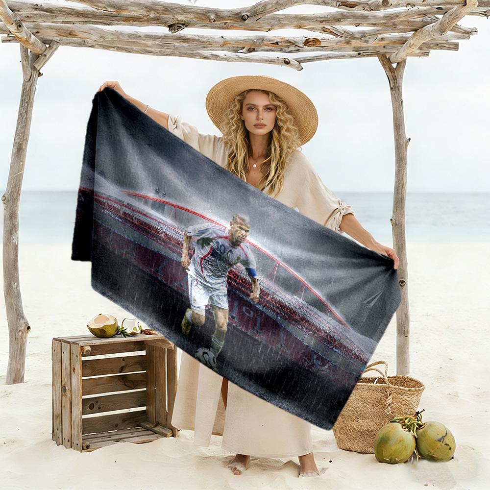 Soccer Player Action Beach Towel Quick-Dry Soft Microfiber Comfortable Lightweight