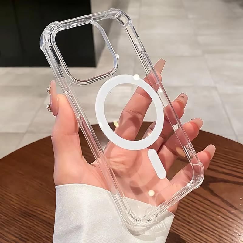 

Magnetic Wireless Charging For Magsafe Case For iPhone 16 15 14 13 12 11 Pro Max Plus Cases Transparent Shockproof Bumper Cover iPhone 14 Plus