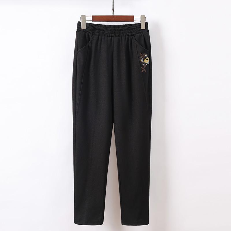 Plus Samt Elastische Taille Gerade Hosen für Mittleren Alters und Ältere Frauen von Mama - Winter Verdickt Lässige Hosen