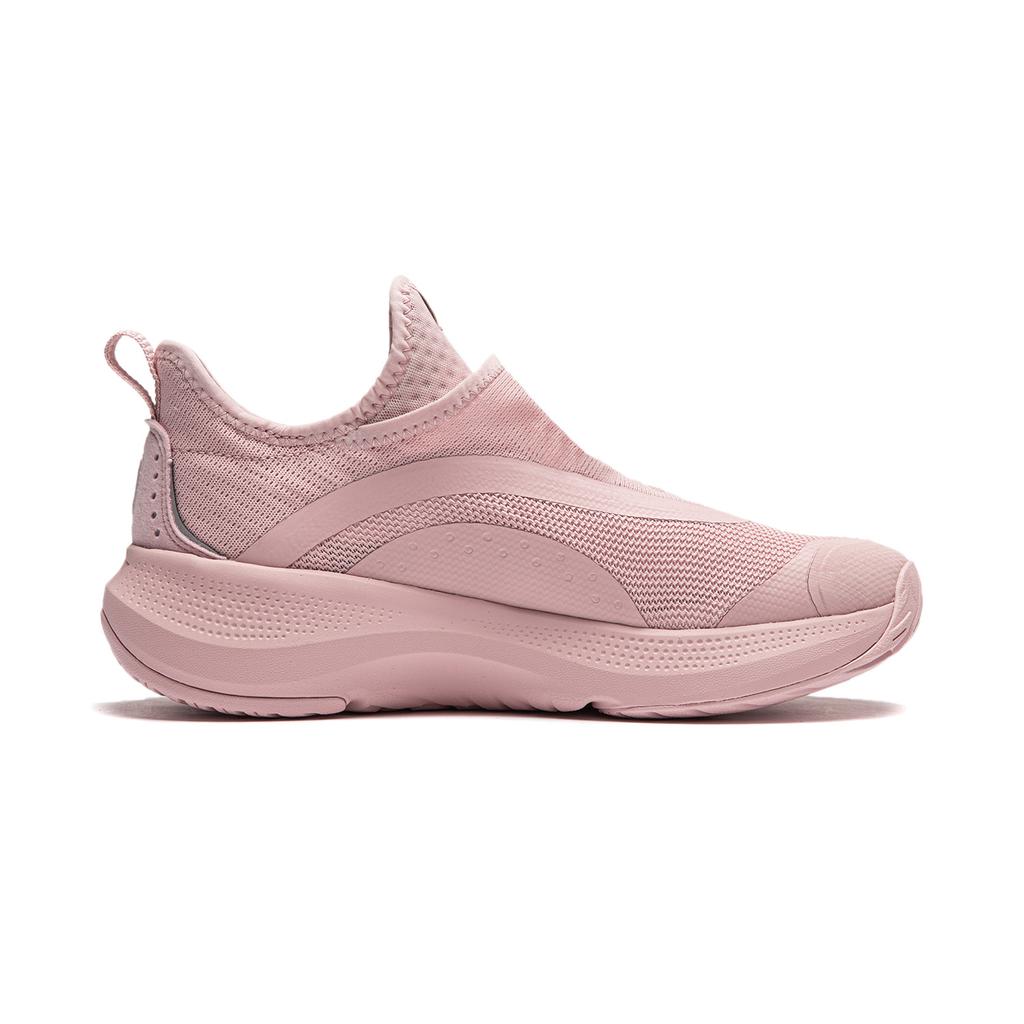 New LiNing Anti Slip Wear Resistant Breathable Lightweight Low Top Casual Running Shoes Women's Pink Gray AGLU106-3