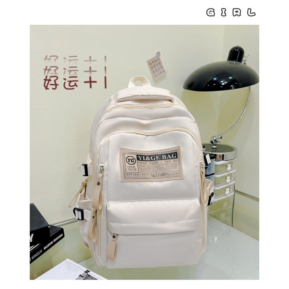 New schoolbag waterproof middle school student large-capacity solid color backpack female high school student Oxford cloth backpack casual versatile