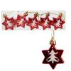 Set of 5 Red Star-Shaped Baubles with Christmas Tree Decorations